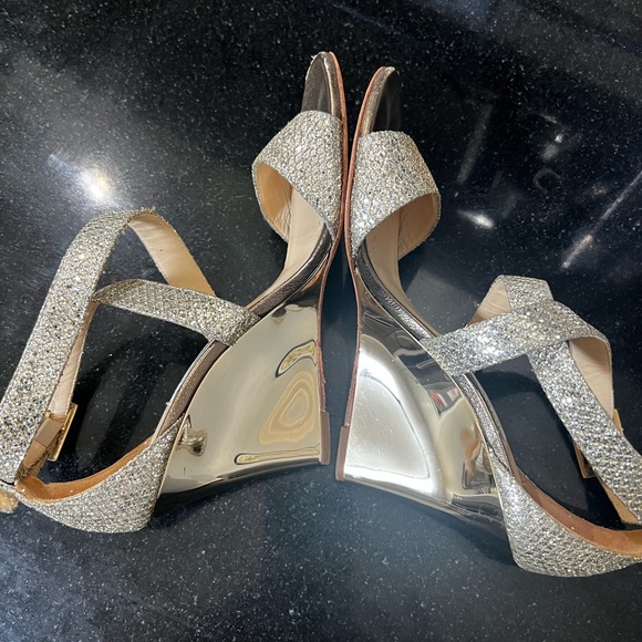 Jimmy Choo Fearne Glitter Criss Cross Wedge 37 - Picture 9 of 11